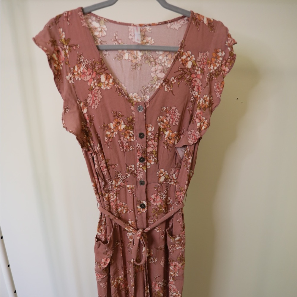 Floral button up jumpsuit